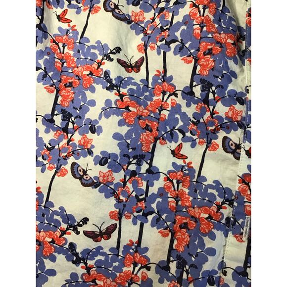Kate Quinn Girls Cotton Button up Floral Ruffle Top Sz.XXL/ Women Med Blue NWOT - Picture 4 of 12